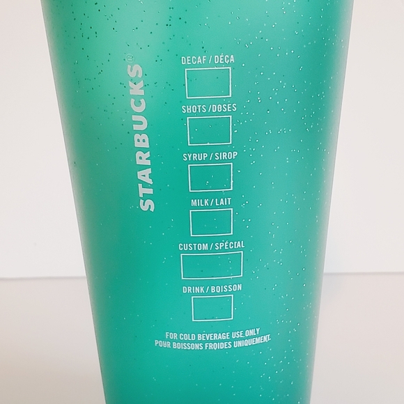 Starbucks Green Glitter Holiday Poinsettia Tumbler with Straw (2020) - Picture 3 of 6